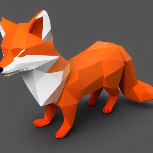 Image similar to Low Poly 3D render of a plush fox, digital art, trending on artstation