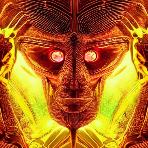Prompt: Face of a Alien Deity, corals, circuitry, plume made of geometry, extremly detailed digital painting, sharp focus in the style of android jones, artwork of a futuristic artificial intelligence superstar with frames made of detailed circuits, mystical colors, rim light, beautiful lighting, 8k, stunning scene, raytracing, octane, under water visual distortion, dark tones colors, trending on artstation