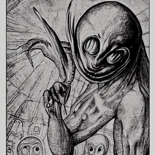 Image similar to The Last Alien Super, by Leonardo da Vinci