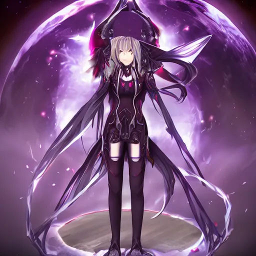 Prompt: beautiful full body image of a zerg overlord merged together with archer tohsaka illya chloe caster into one eternal being defining the universe, high details, high resolution