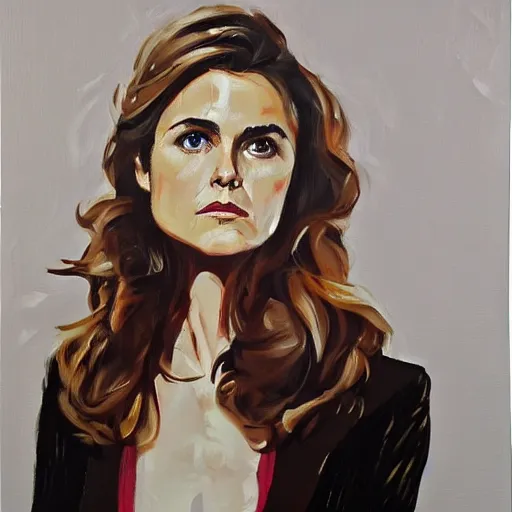 Image similar to of keri russell painted in the style of lucien freud