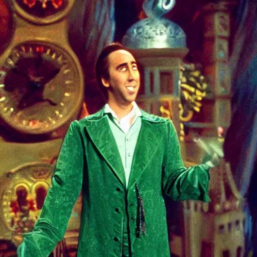 Prompt: nic cage in peter pan, disney,