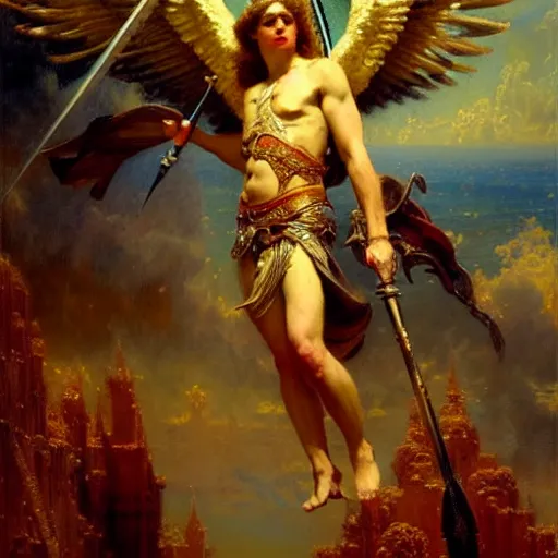 Prompt: saint michael the angel. highly detailed painting by gaston bussiere, greg rutkowski 8 k