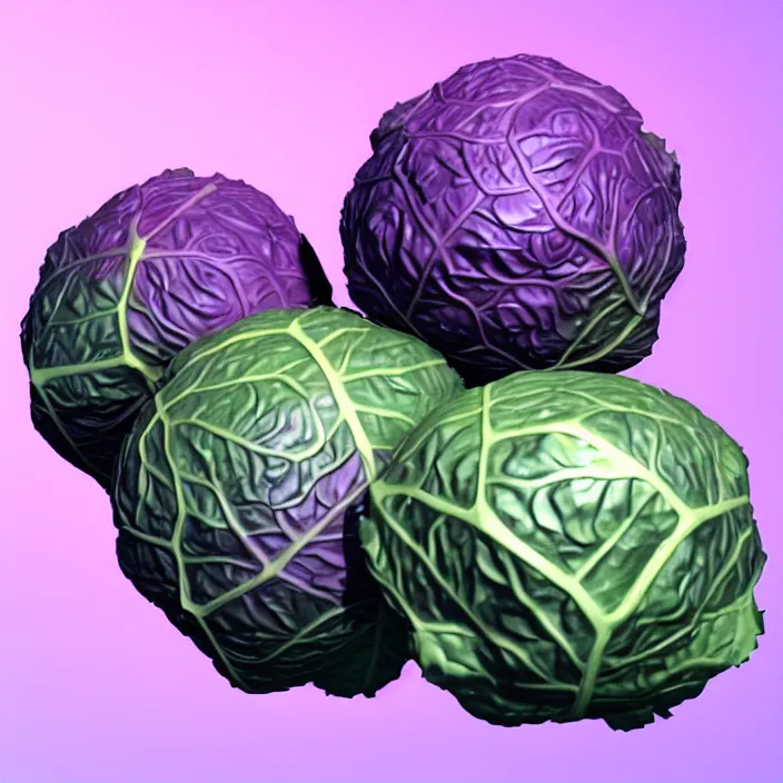 Image similar to high quality 3 d render very cute cabbages money dollar! party! highly detailed, unreal engine cinematic smooth, moody purple glow light, low angle, uhd 8 k, sharp focus