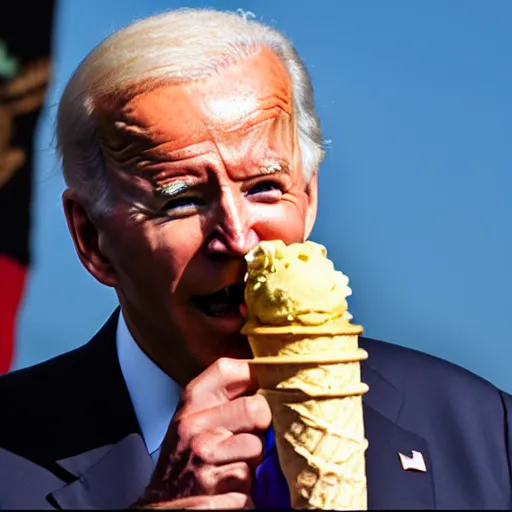 Prompt: trump licking a joe biden ice cream cone