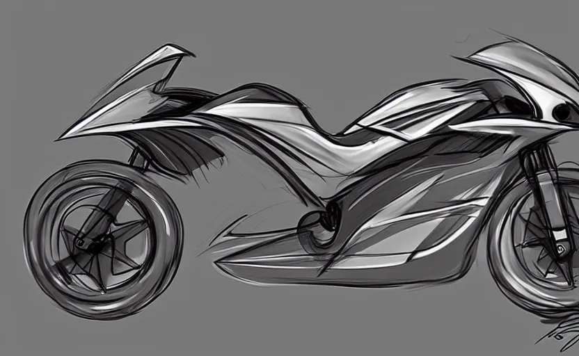 Prompt: 2 0 0 0 s kawasaki sport motorcycle concept, sketch, art,