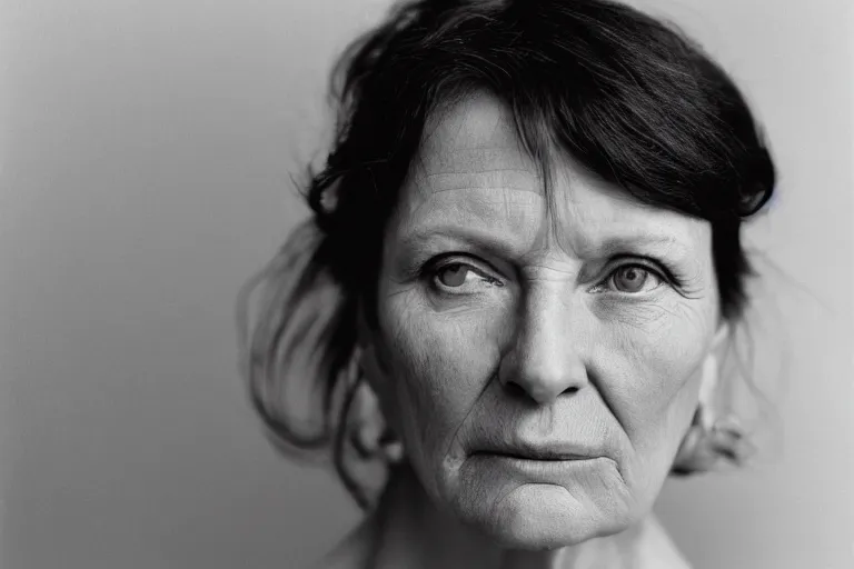 Prompt: a highly detailed cinematic headshot portrait photograph of a middle aged woman, ultra realistic, depth, beautiful lighting, by richard avedon and annie leibovitz and arnold newman, photorealistic, hyperrealistic, octane, epic composition, hasselblad camera, 5 0 mm, sharp focus, kodak tri - x 3 5 mm, masterpiece