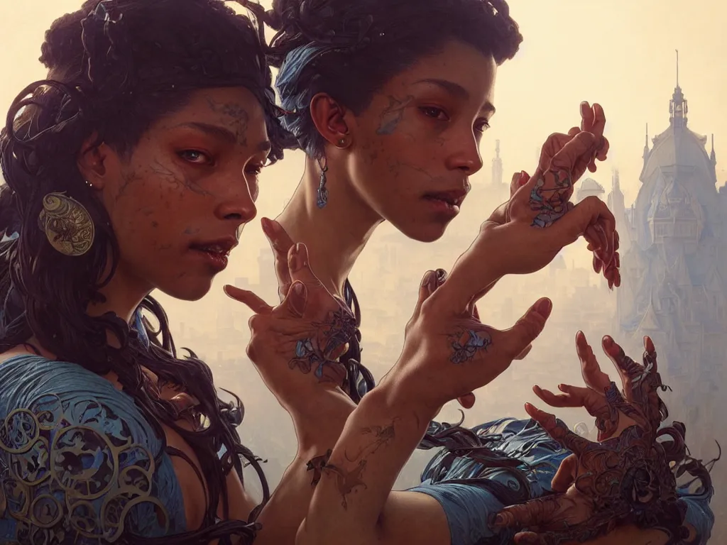 Prompt: crip gang member throwing up gang signs ultra realistic, concept art, intricate details, eerie, highly detailed, photorealistic, 8 k, unreal engine. art by artgerm and greg rutkowski and magali villeneuve and alphonse mucha