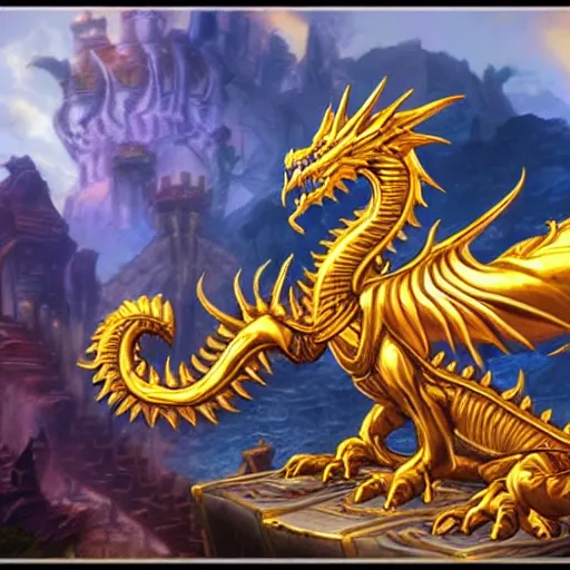 Image similar to Golden dragon from world of warcraft