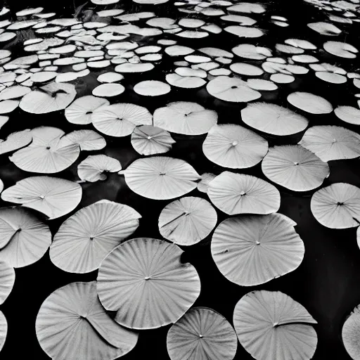 Image similar to lily pads, award winning black and white photography