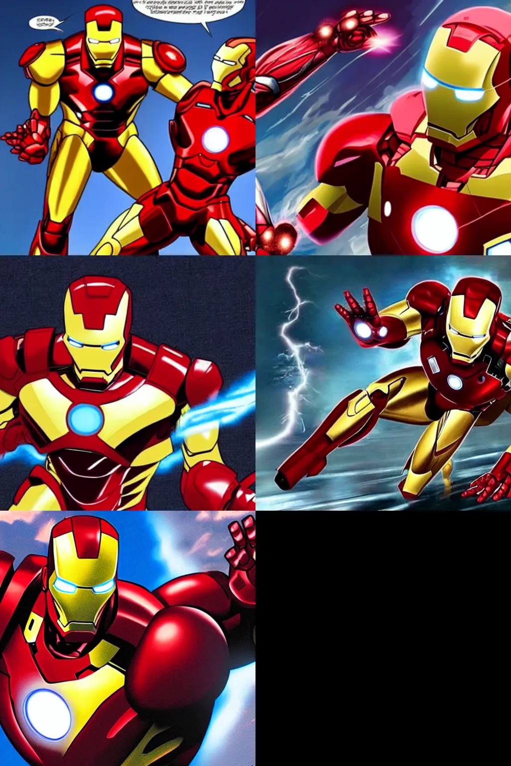 Prompt: Iron Man attacking Saitama, realistic