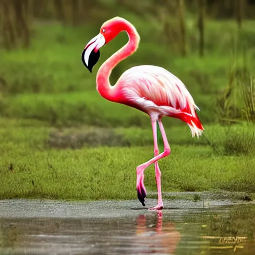 Image similar to a flamingo - cat - hybrid with a beak, animal photography, wildlife photo