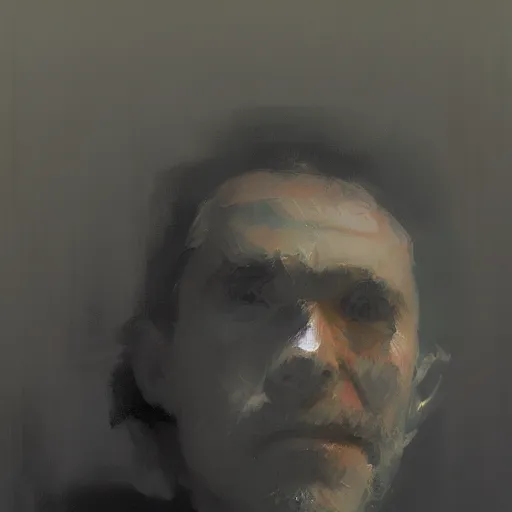 Prompt: depressing man, painted by Craig Mullins