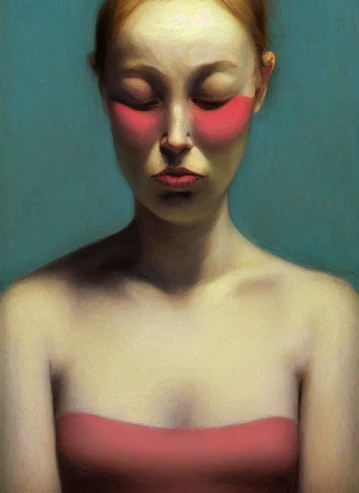 Image similar to a portrait of a woman with her hair tied around her eyes and her mouth, pastel, by Edward Hopper, by James Gilleard, by Zdzislaw Beksinski, by Steven Outram, highly detailed