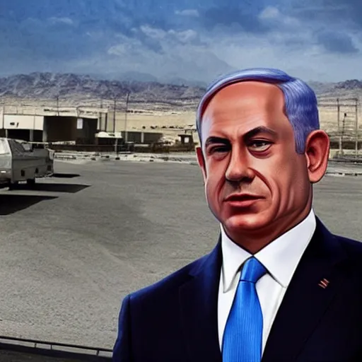 Prompt: Benjamin Netanyahu as a GTA loading screen