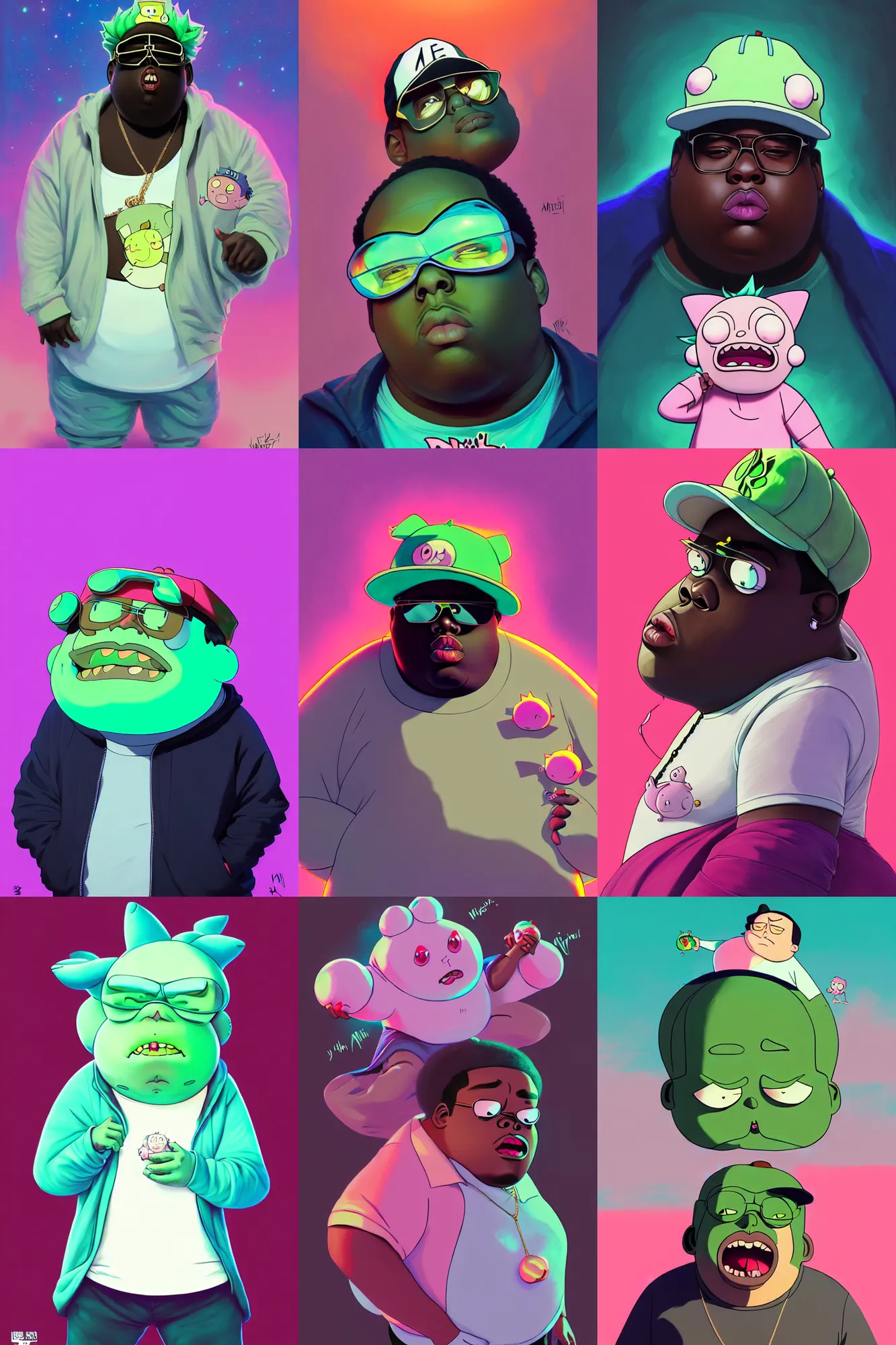 Prompt: the notorious b. i. g. as jigglypuff rick and morty pickle rick, shaded lighting poster by magali villeneuve, artgerm, jeremy lipkin and michael garmash, rob rey and kentaro miura style, trending on art station