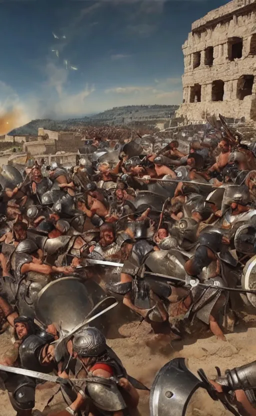 Prompt: gopro footage of the battle of troy, hyperrealistic, unreal engine