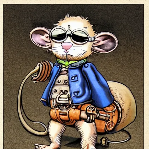 Image similar to a rat with steampunk googles, by Akira Toriyama