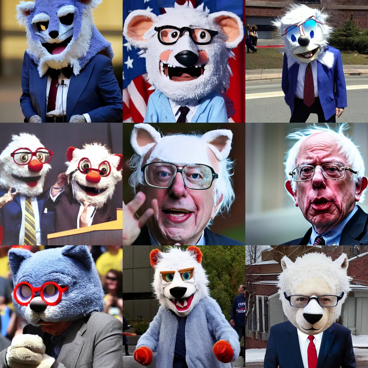 Prompt: photograph of bernie sanders in a fursuit, cute, 8 k