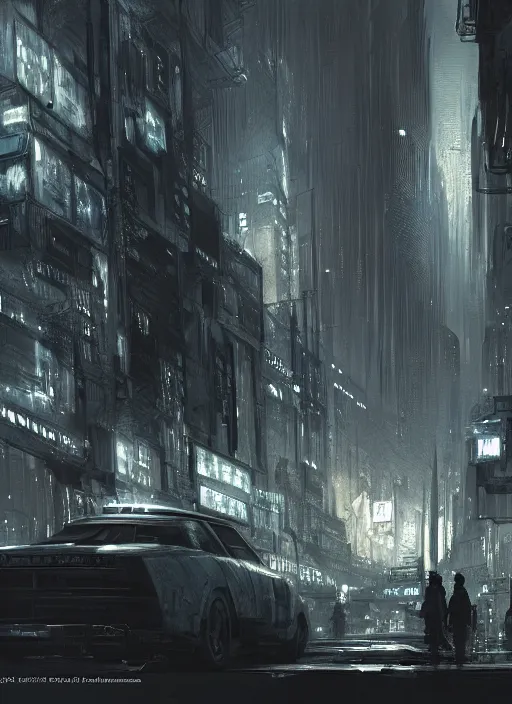 Image similar to Officer Deckard , Dynamic lighting, cinematic, establishing shot, extremely high detail, photo realistic, cinematic lighting, pen and ink, intricate line drawings, post processed, concept art, artstation, matte painting, style by Raphael Lacoste, Eddie Mendoza, Q Hayashida