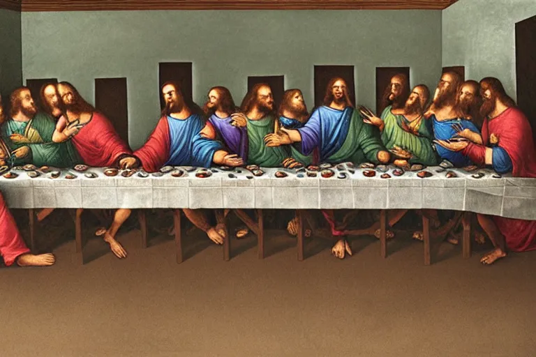 Image similar to the last supper with lizards