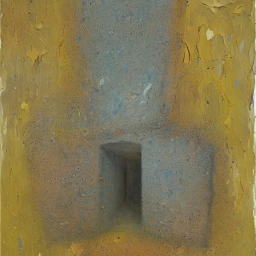 Prompt: an arid impasto painting by shaun tan of an abstract forgotten sculpture by the caretaker and ivan seal