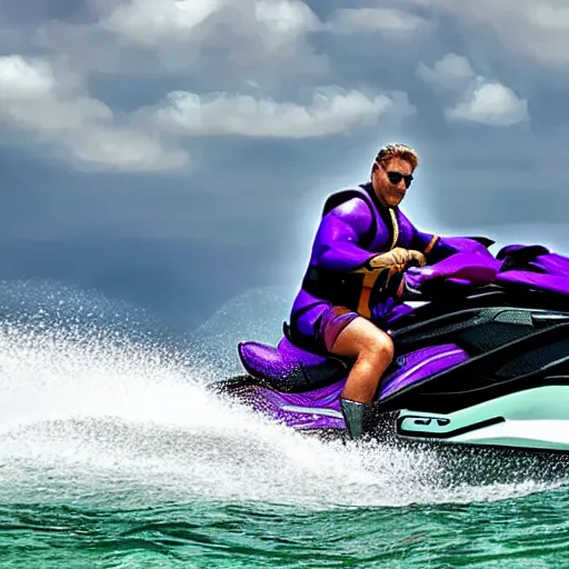 Prompt: thanos riding jetski at costco