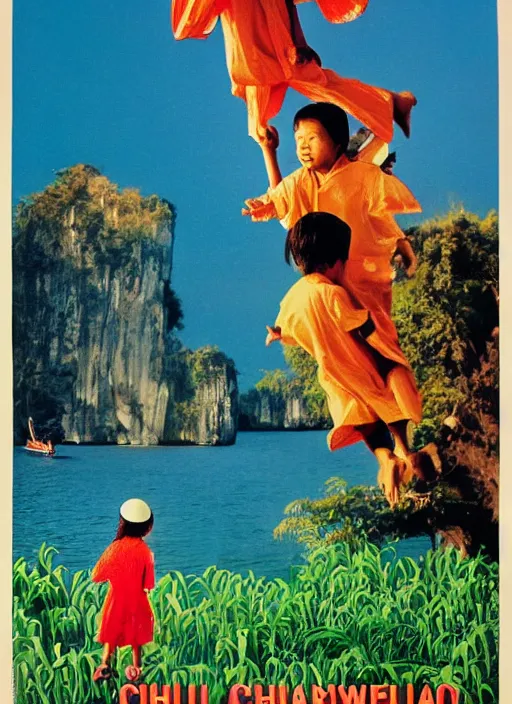 Image similar to poster for an film called the chinese child's journey in the philippine islands, 8 k, hd, photo by slim aarons