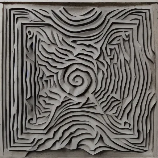 Prompt: carved soapstone relief paneling, serpentine maze