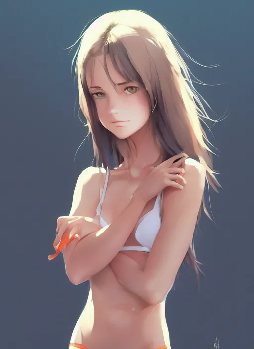 Prompt: isabelle mathers, portrait bikini shinkai makoto studio ghibli studio key hideaki anno sakimichan stanley artgerm lau rossdraws james jean marc simonetti elegant highly detailed digital painting artstation pixiv