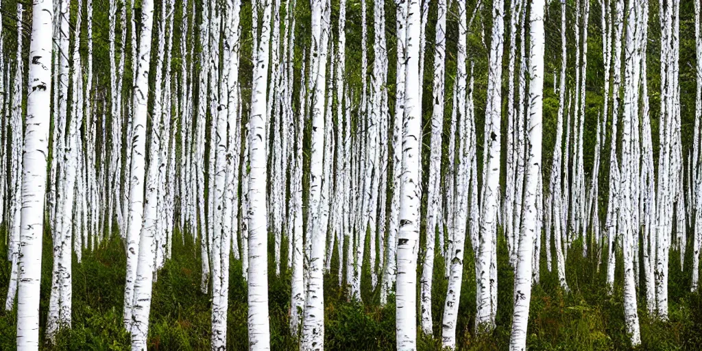 Prompt: a beautiful white birch forest in the style of Calvin and hobbes