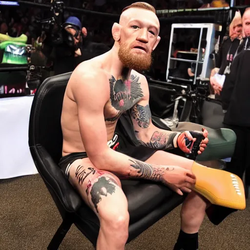 Prompt: conor mcgregor sitting on his chair