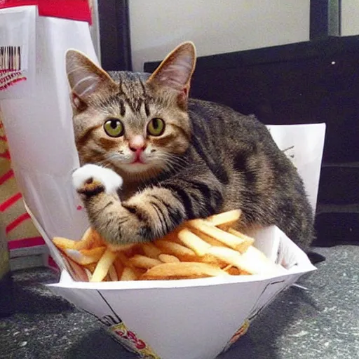 Prompt: is that a cat or an order of fries? i honestly can't tell.