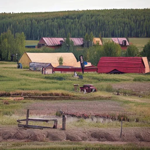 Prompt: A Slavic Canadian village in the Canadian prairies