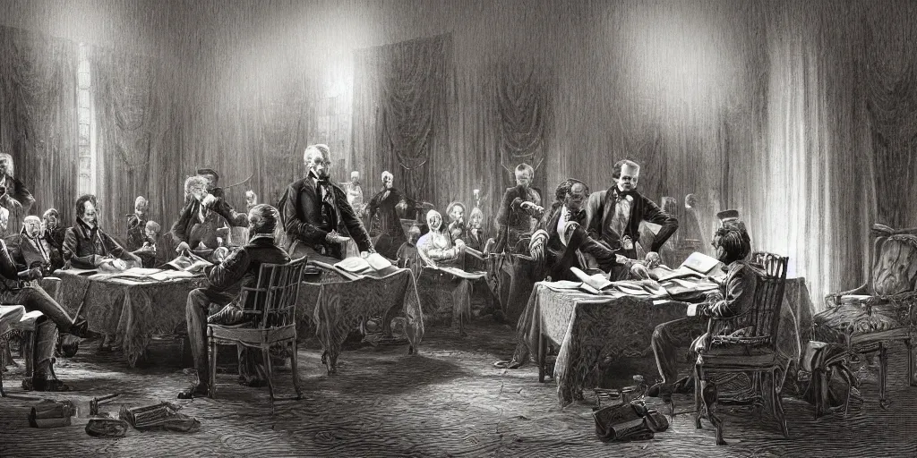 Image similar to five score years ago, a great american, in whose symbolic shadow we stand today, signed the emancipation proclamation. ultrafine highly detailed colored illustration, intricate linework, sharp focus, octopath traveler, final fantasy, unreal engine highly rendered, global illumination, radiant light, intricate environment