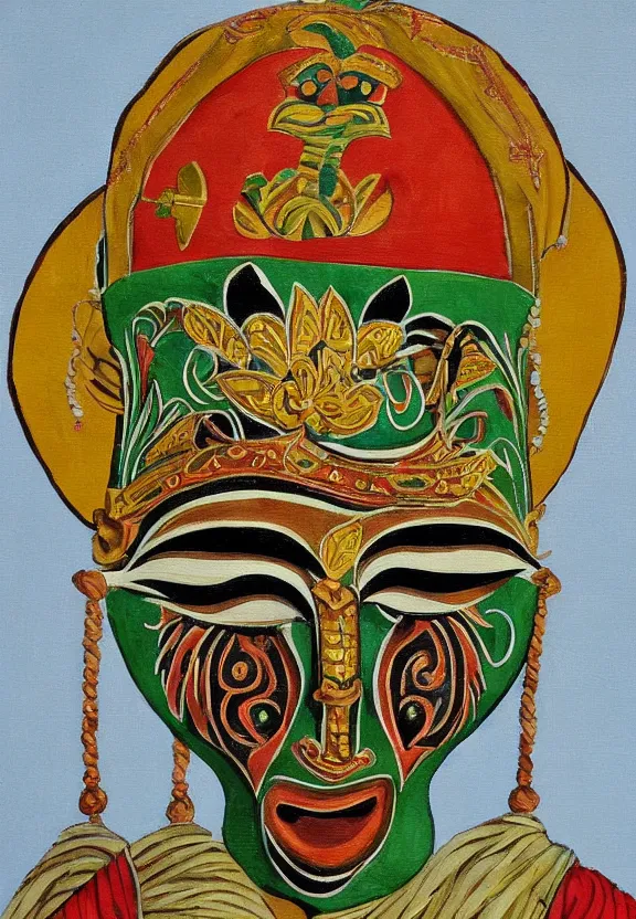 Prompt: sri lankan traditional mask, painting by david painter,