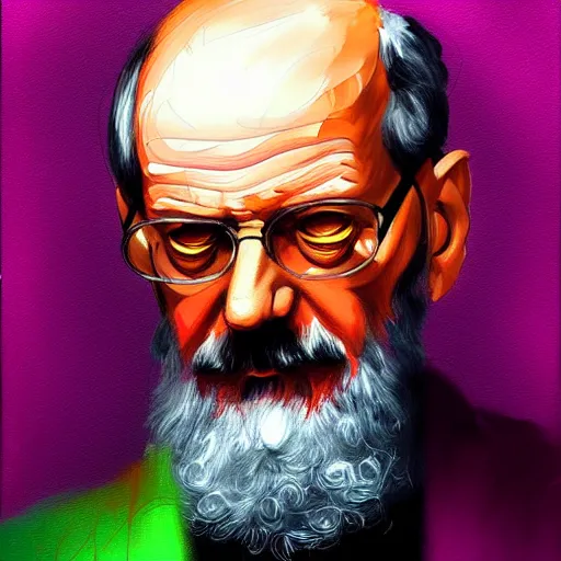 Prompt: a vibrant painting, portrait of Sigmund Freud, disco elysium style!!!, Aleksander Rostov, sketch art, digital painting, expressionism, noir