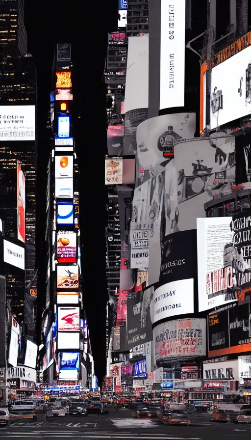 Image similar to 8k high resolution photograph of New York Times Square at night