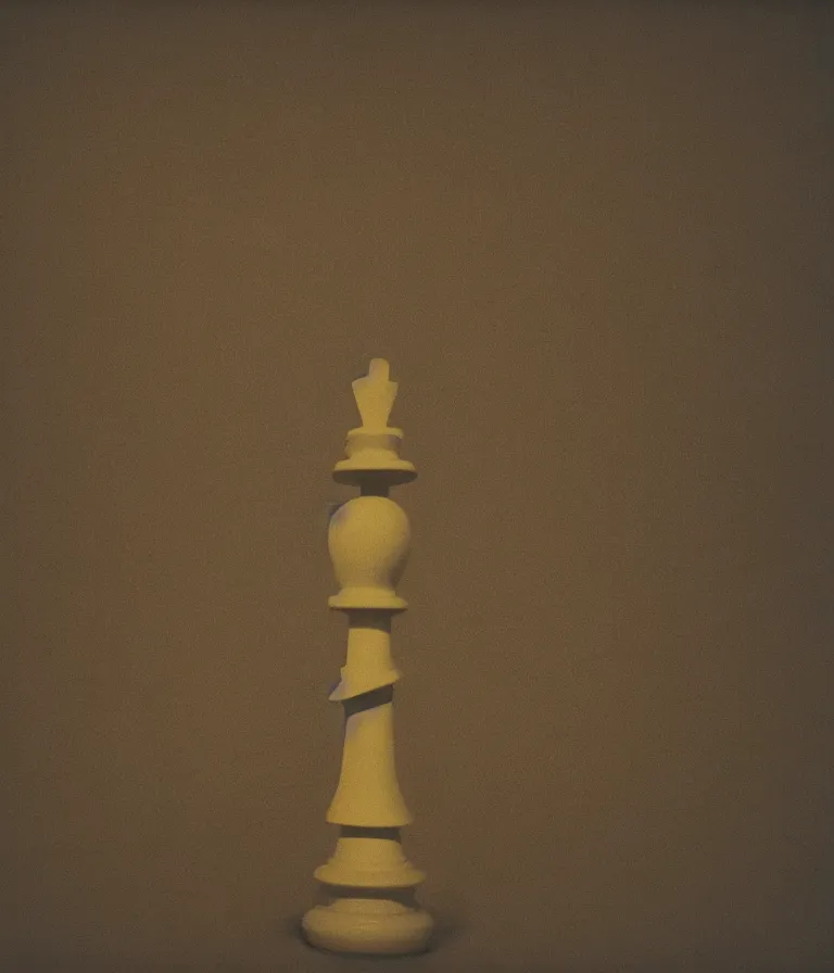 Image similar to minimal realistic textured chess - piece readymade by marcel duchamp in a museum, color bleed, light leak, marcel duchamp, man ray, hito steyerl, saadane afif, underexposed neon