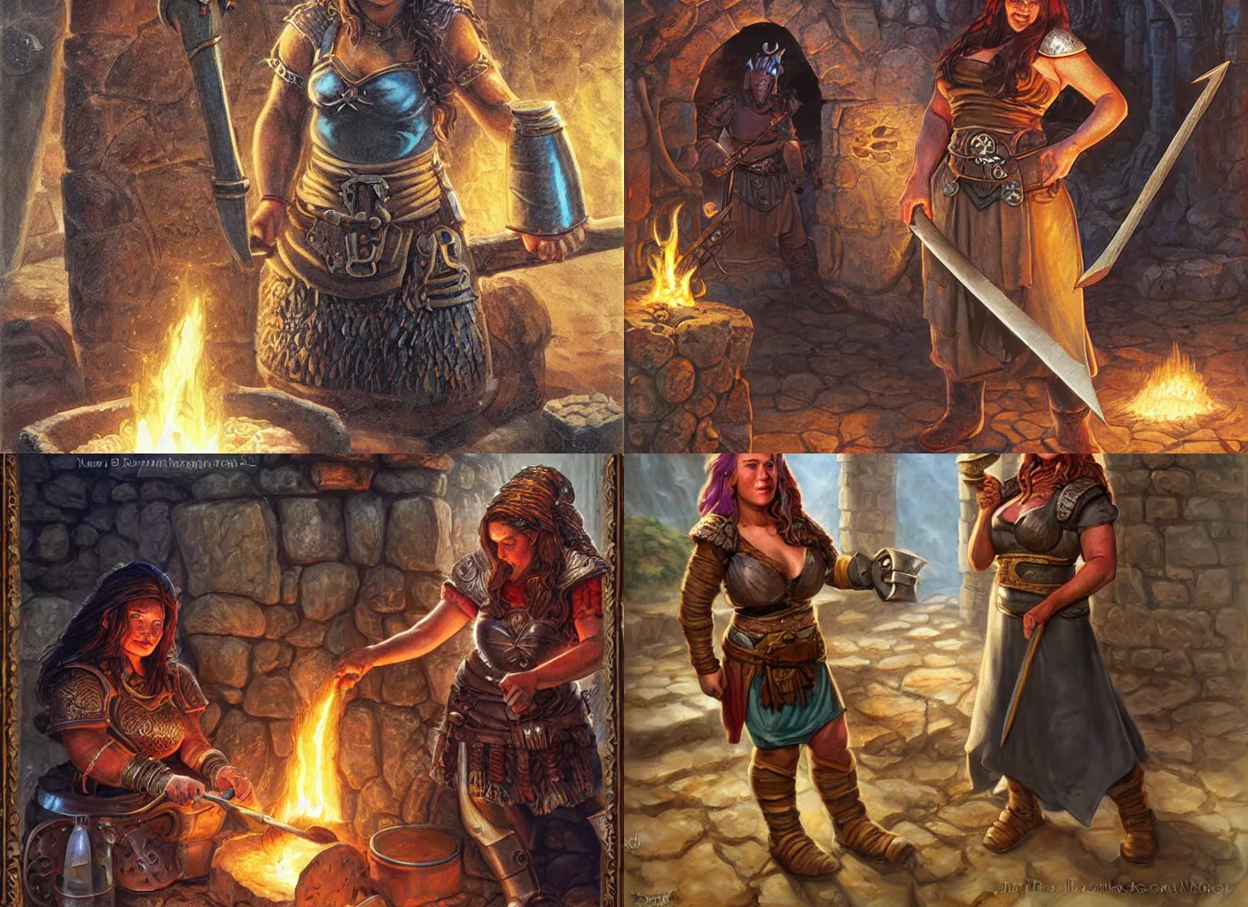 Prompt: female dwarven blacksmith | by jeff easley