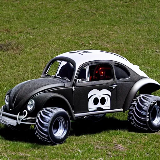 Image similar to monster truck Volkswagen beetle, photo, detailed, 4k