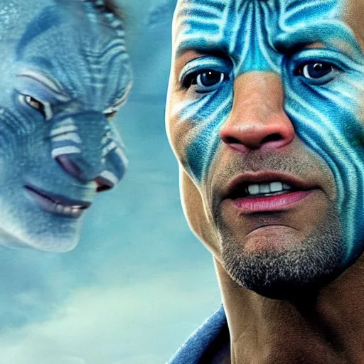 Image similar to Dwayne Johnson in Avatar 4K quality super realistic