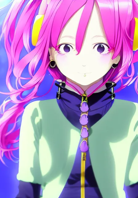 Image similar to portrait of a beautiful slime woman by aramaki shinji, tsurumaki kazuya, smug, 8 k, hd, saturated, flcl, hyperreality, fate grand order, symmetry