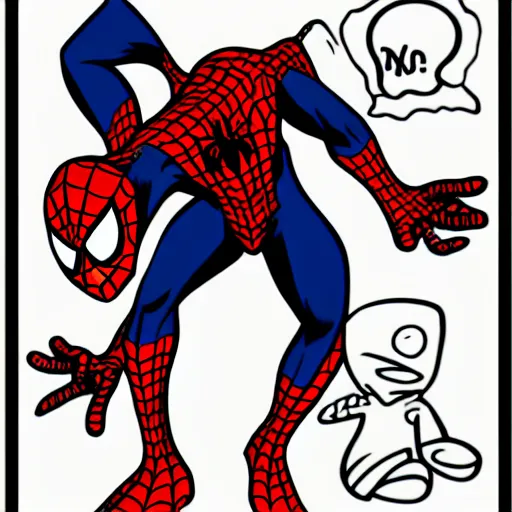 Image similar to cartoon drawing of spiderman taking medicine