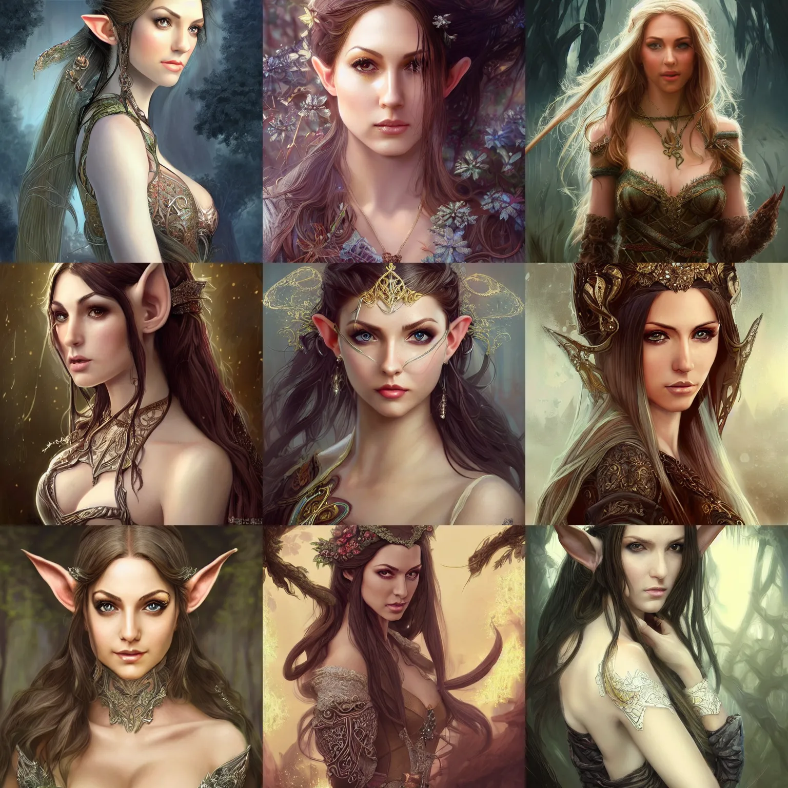 Prompt: alluring high-res photo portrait of an attractive young elf woman (Jenna Haze), clothed in a fantasy outfit, intricate, elegant, highly detailed, digital painting, trending on Artstation, concept art, smooth, sharp focus, illustration, in the style of artgerm and greg rutkowski and alphonse mucha