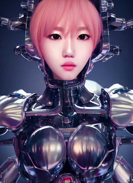 Prompt: a highly detailed portrait of a kpop idol mecha lady in spiked cyberpunk bioarmor trending on artstation by yoshitake amano, holographic undertones, 3 d cg, octane rendered, futuristic, 2 k aesthetic, dramatic lighting, 4 k