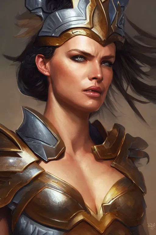 Image similar to amazon valkyrie athena, d & d, fantasy, portrait, highly detailed, headshot, digital painting, trending on artstation, concept art, sharp focus, illustration, art by artgerm and greg rutkowski and magali villeneuve