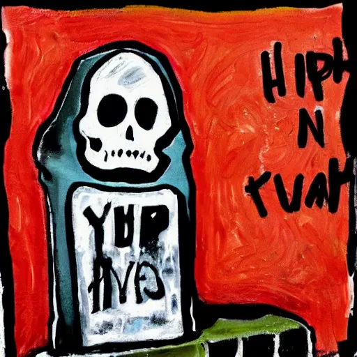 Image similar to a painting of a gravestone in the style of hip hop.