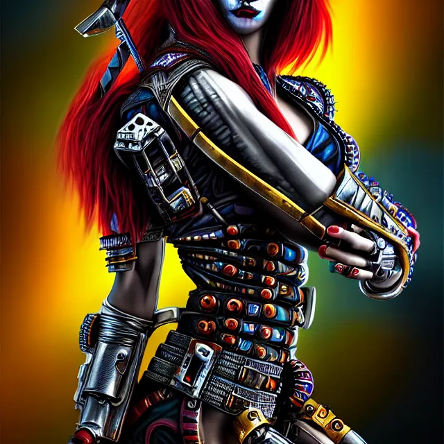 Image similar to cyberpunk harlequin warrior, highly detailed, 4 k, hdr, smooth, sharp focus, high resolution, award - winning photo, anne stokes, photorealistic