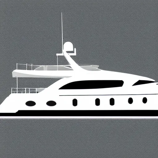 Prompt: black and white motor yacht vector icon, detailed, hard borders,